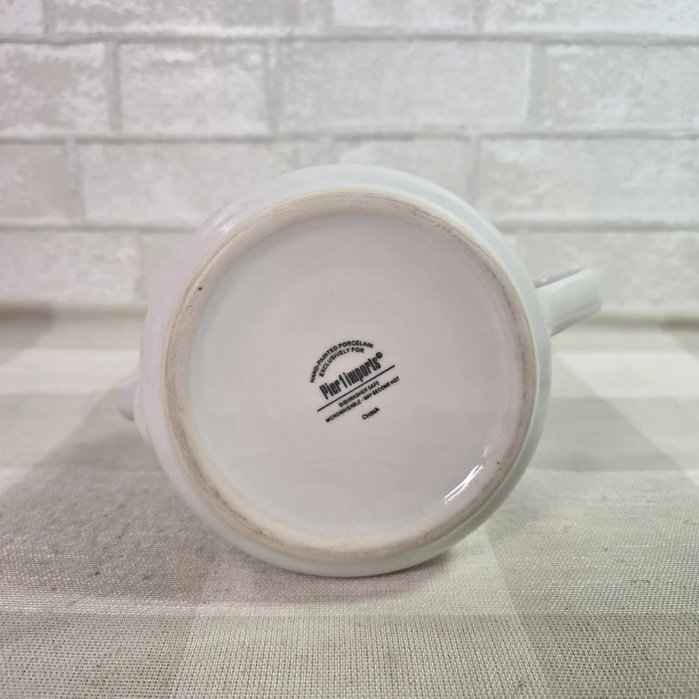 Pier 1 Imports Porcelain Floral Teapot & Cups Tea Set